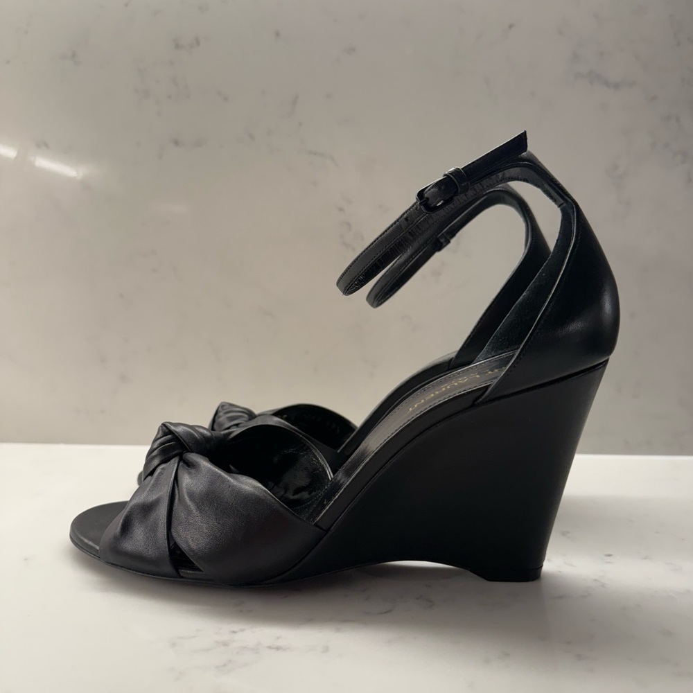 Saint Laurent Lila 85 leather wedge sandals - like new
